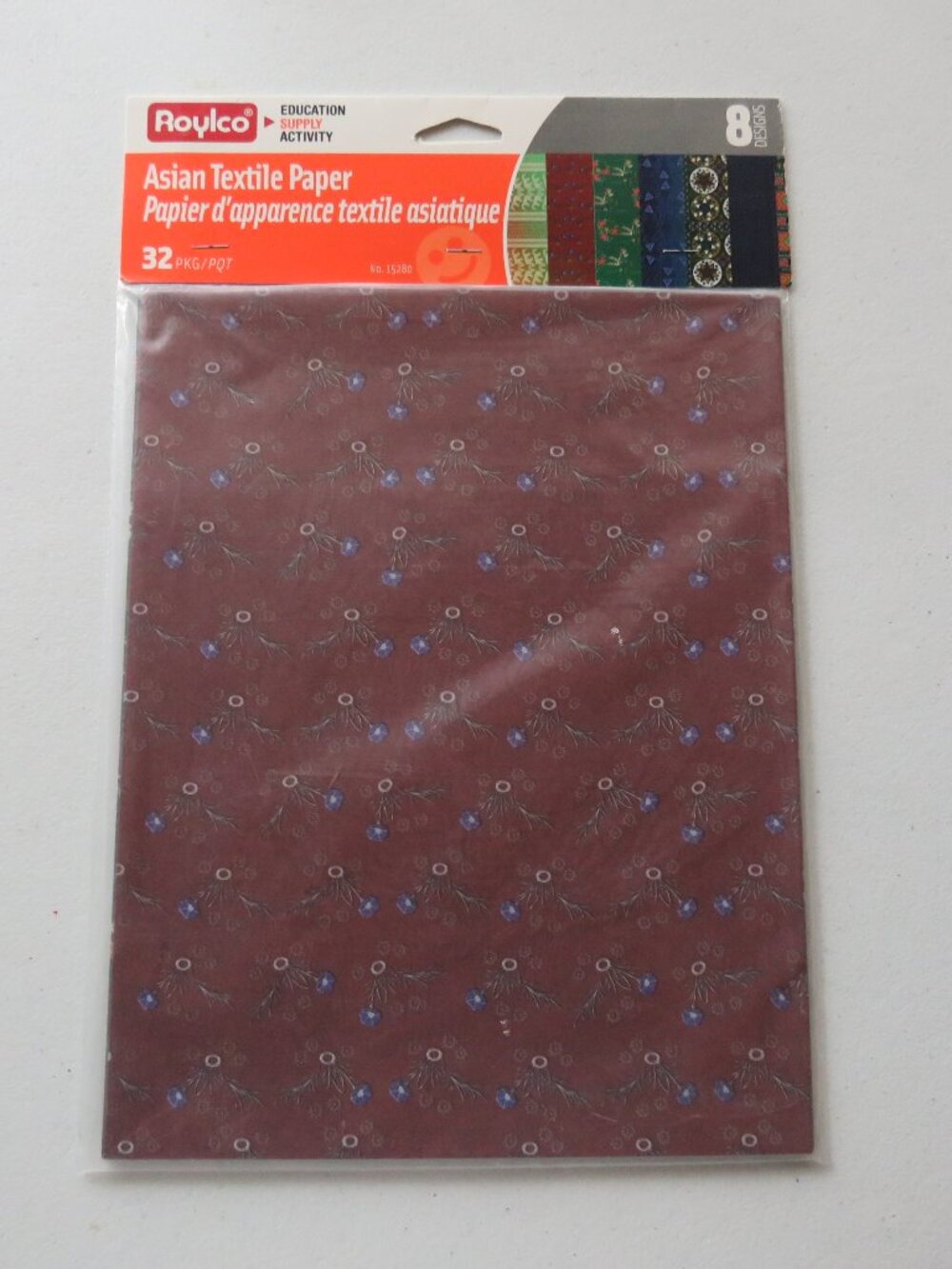 Roylco Asian Textile Craft Paper 8 Designs R-15280 Discontinued